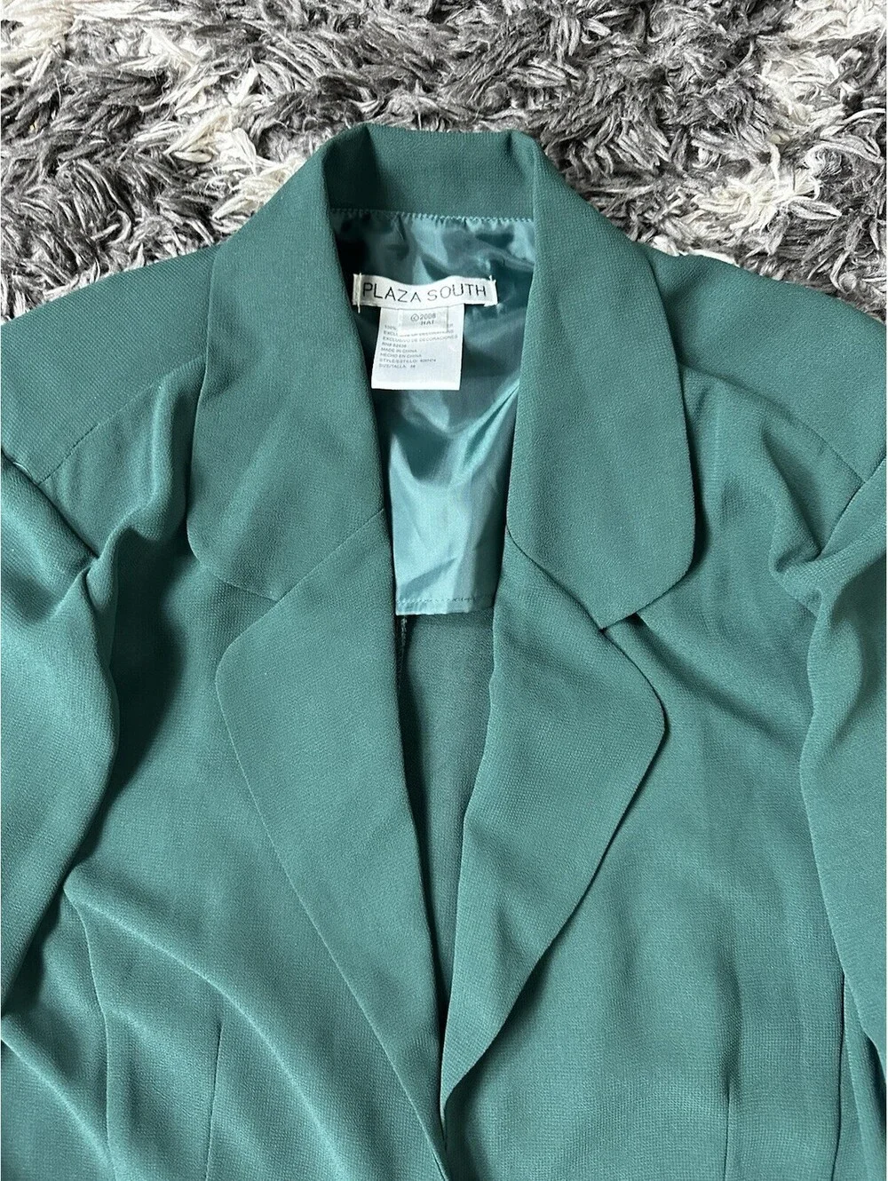 NWT Plaza South Green Blazer Jacket Womens 18 Embroidered Floral Edge 2000s